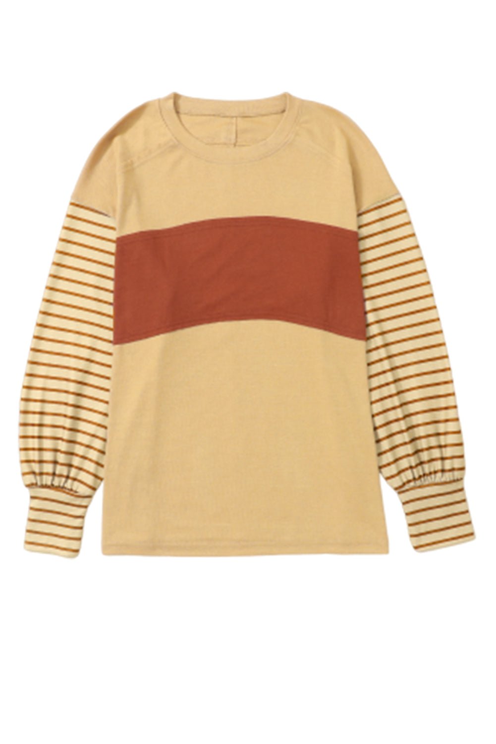 Flaxen Colorblock Striped Bishop Sleeve Top - Blu Pepper Boutique