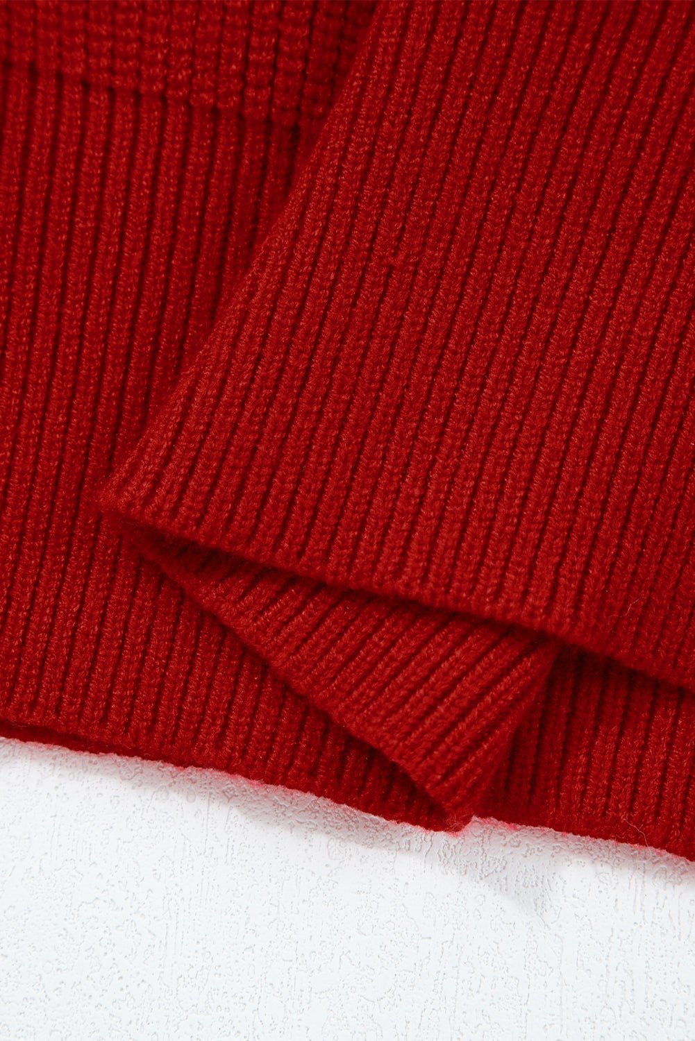 Racing Red Lantern Sleeve V Neck Knot Back Sweater - Blu Pepper Boutique