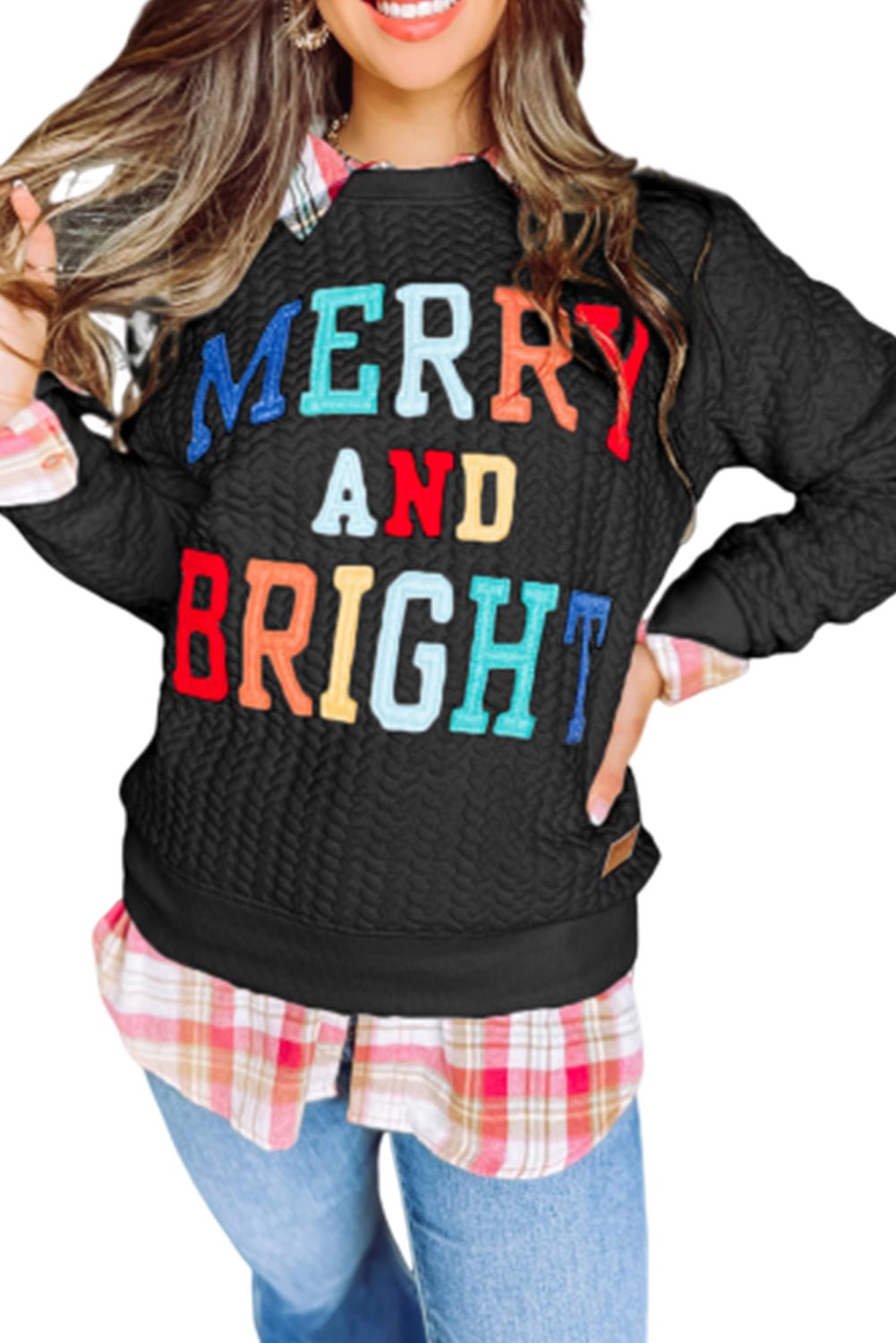 Black Merry And Bright Cable Knit Pullover Sweatshirt - Blu Pepper Boutique