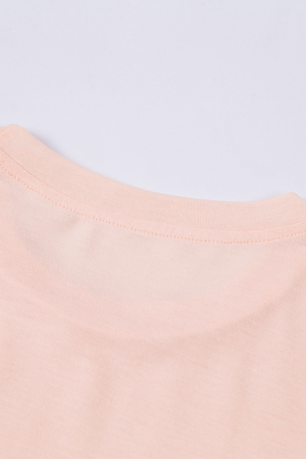 Pink Solid Color Crew Neck Tee