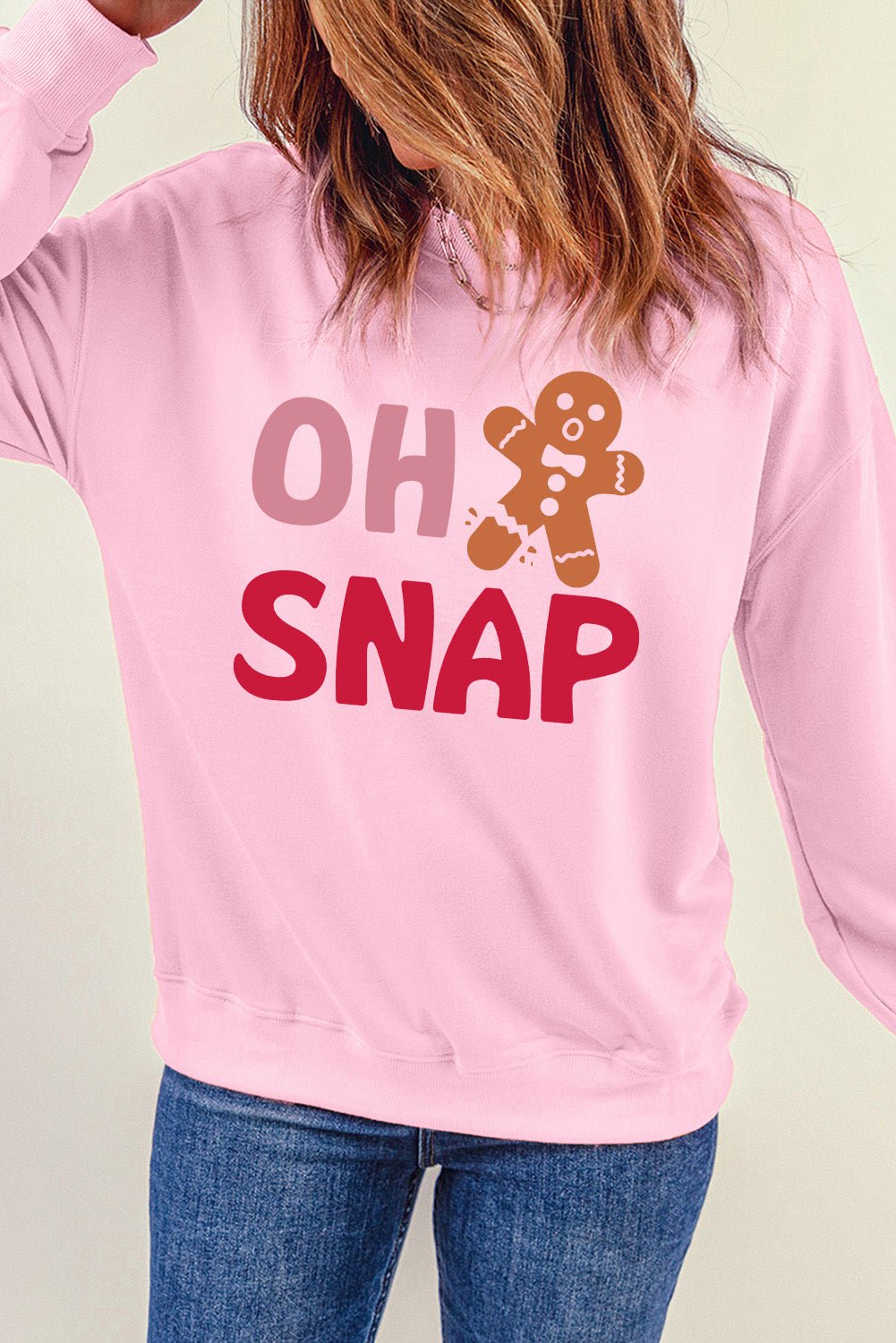 Pink OH SNAP Gingerbread Man Christmas Pullover Sweatshirt - Blu Pepper Boutique