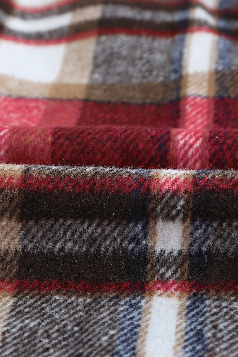 Red Geometric Plaid Print Pocketed Shacket - Blu Pepper Boutique
