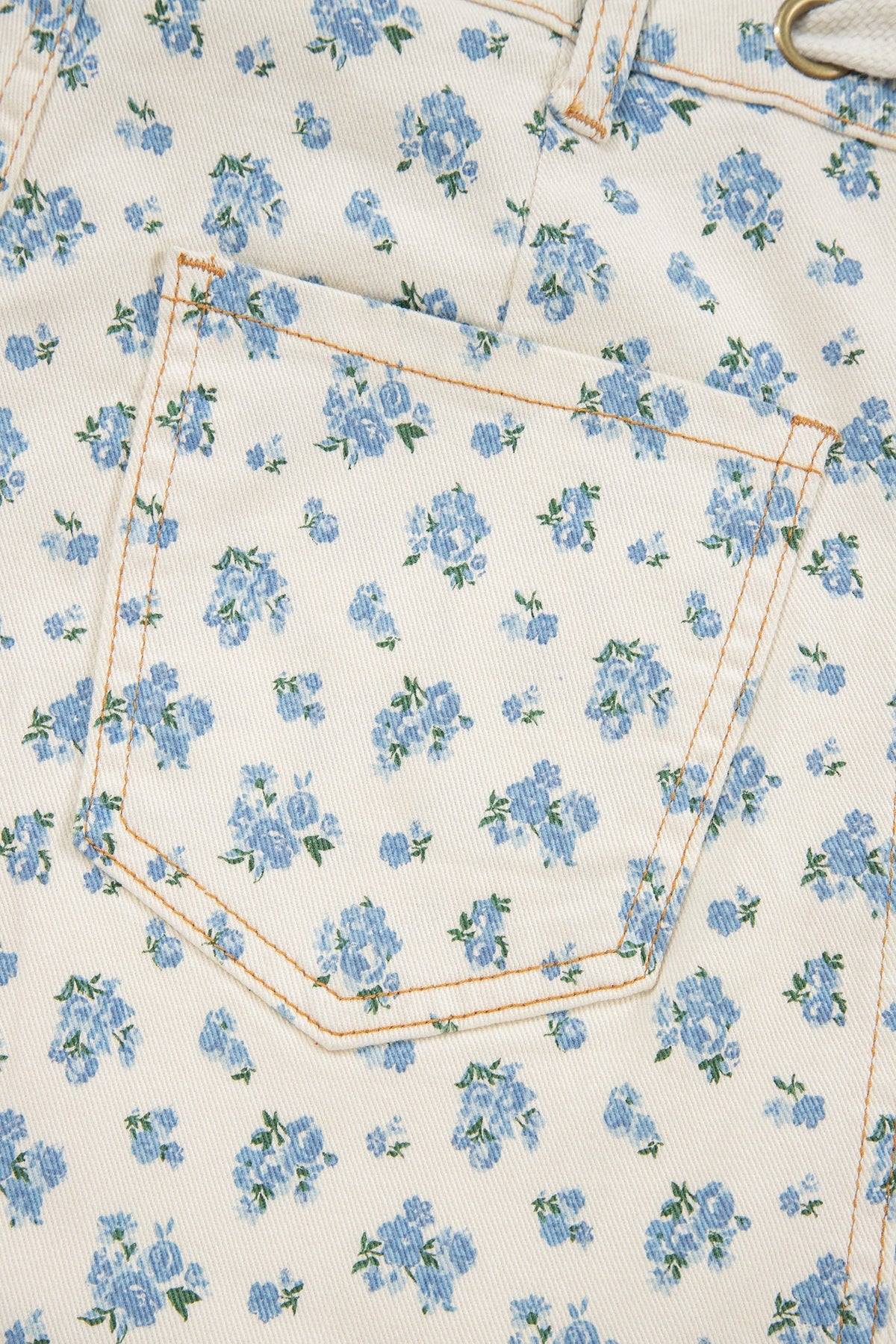 Beige Grommet Knot Waist Floral Barrel Leg Jeans - Blu Pepper Boutique