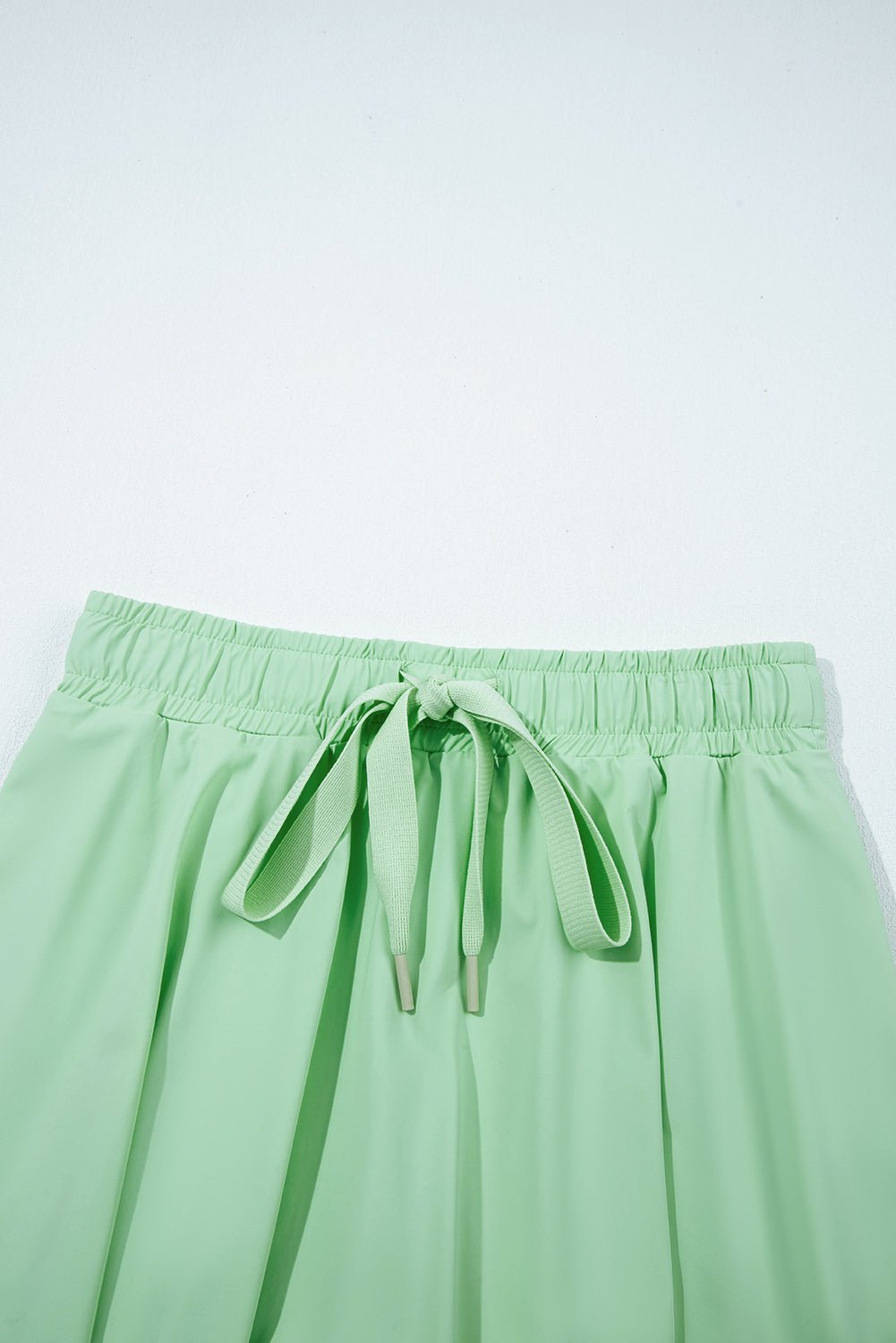 Light Green Drawstring Elastic Waistband Lined Tennis Skorts - Blu Pepper Boutique