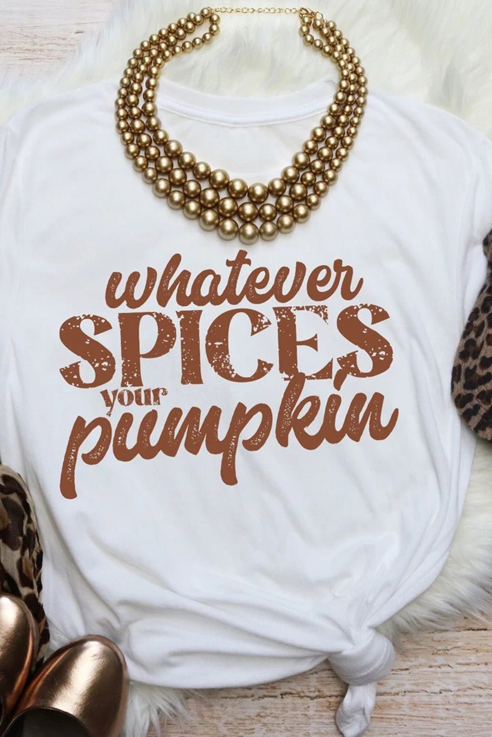 White Whatever Spices Your Pumpkin Graphic Tee - Blu Pepper Boutique