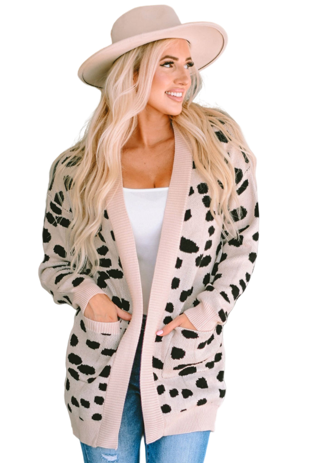 Leopard Animal Spotted Pattern Open Front Cardigan