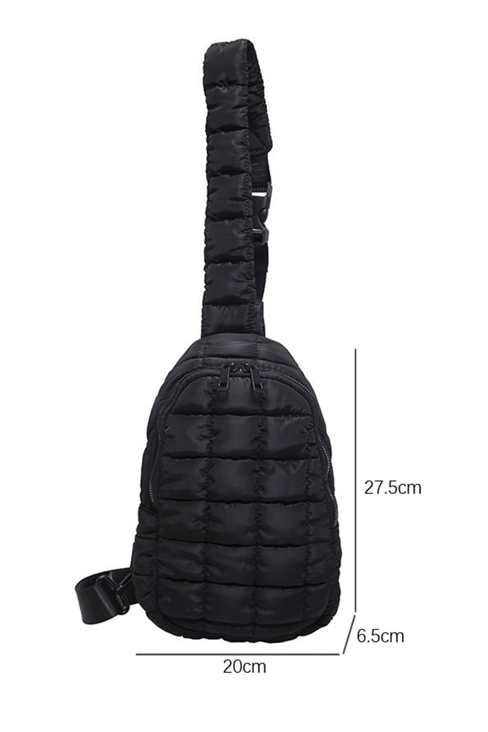 Black Zipper Quilted Puffer Crossbody Bag - Blu Pepper Boutique