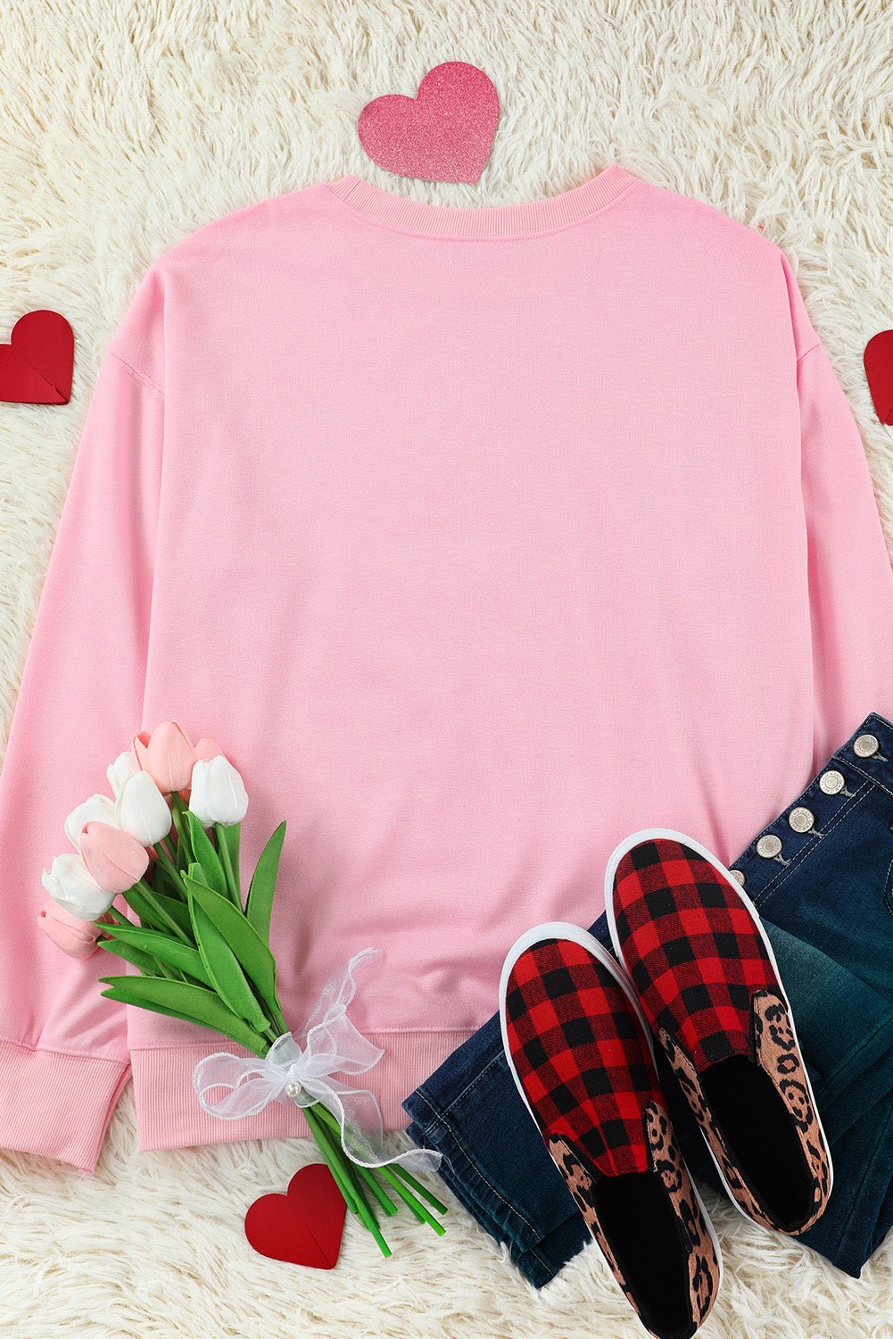 Pink BE MINE Puff Graphic Pullover Sweatshirt - Blu Pepper Boutique