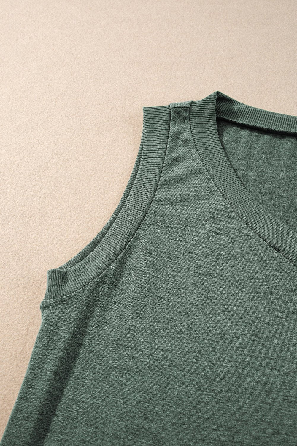 Mist Green Ribbed V Neck Tank - Blu Pepper Boutique