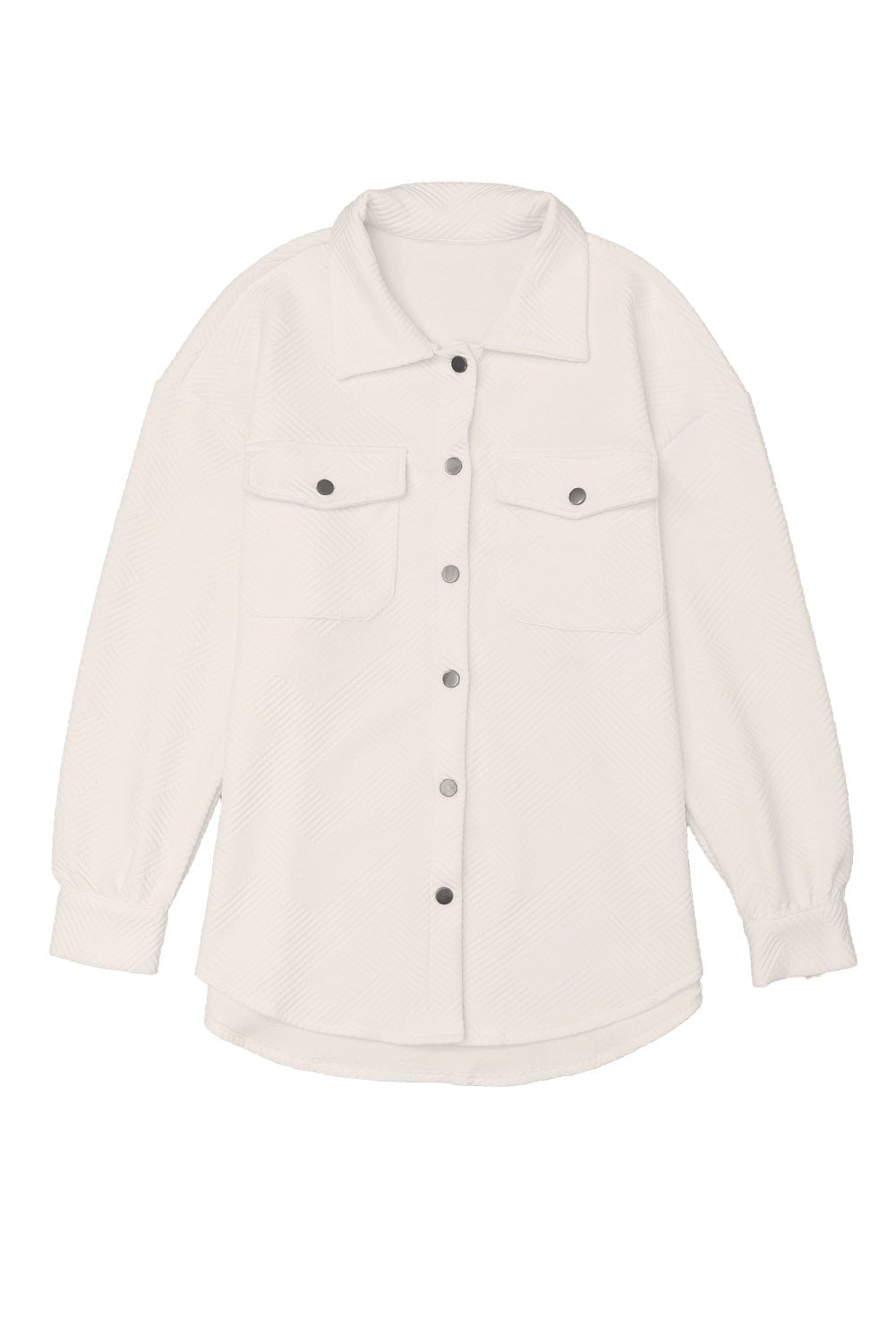 Solid Textured Flap Pocket Buttoned Shacket - Blu Pepper Boutique