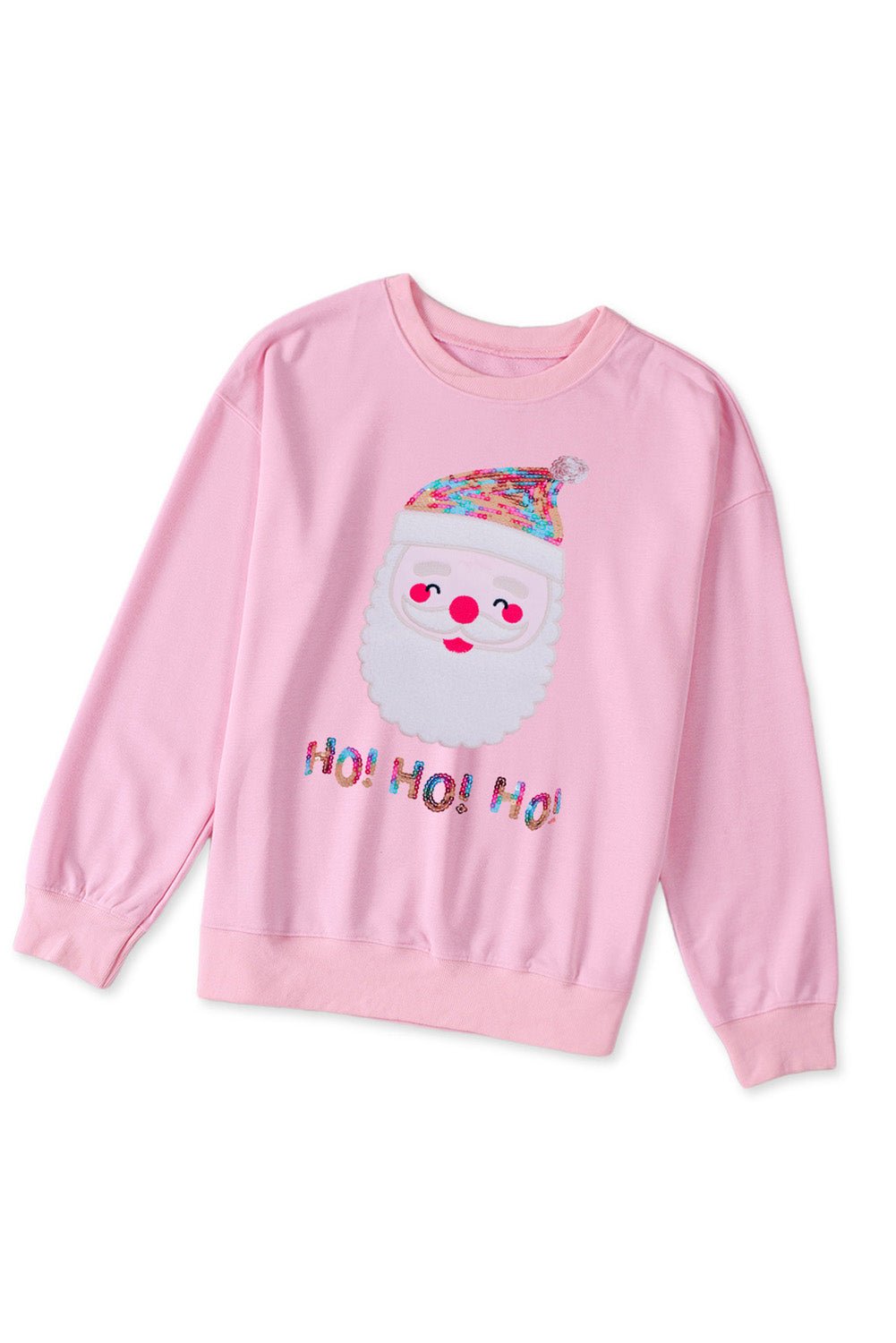 Pink HO HO HO Sequined Santa Claus Sweatshirt - Blu Pepper Boutique