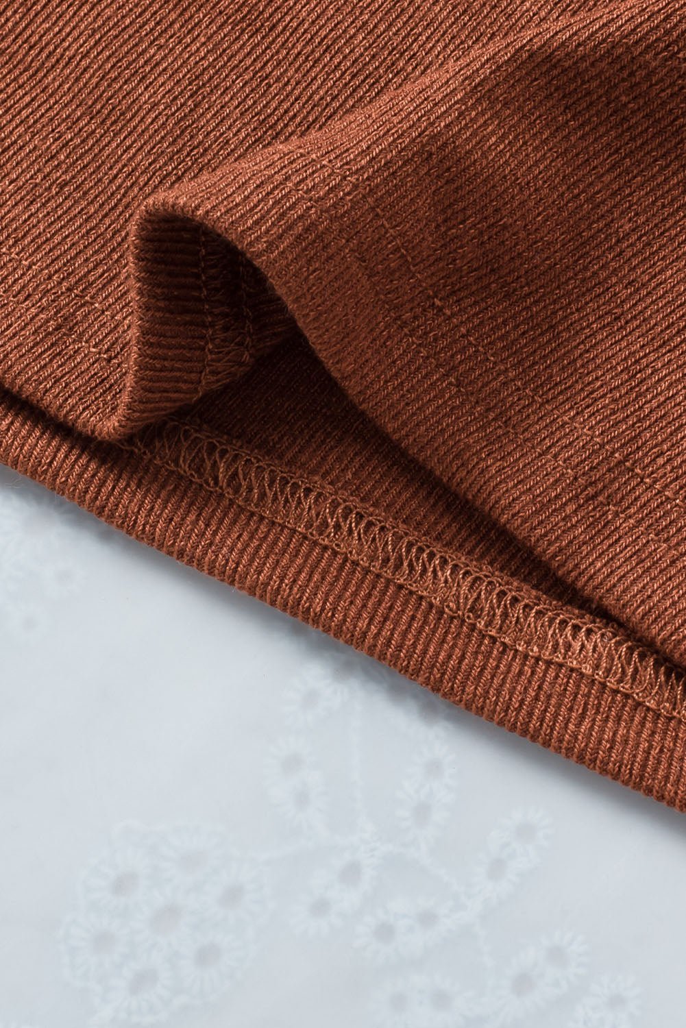 Brown Ribbed Peekaboo Cutout Long Sleeve Top - Blu Pepper Boutique