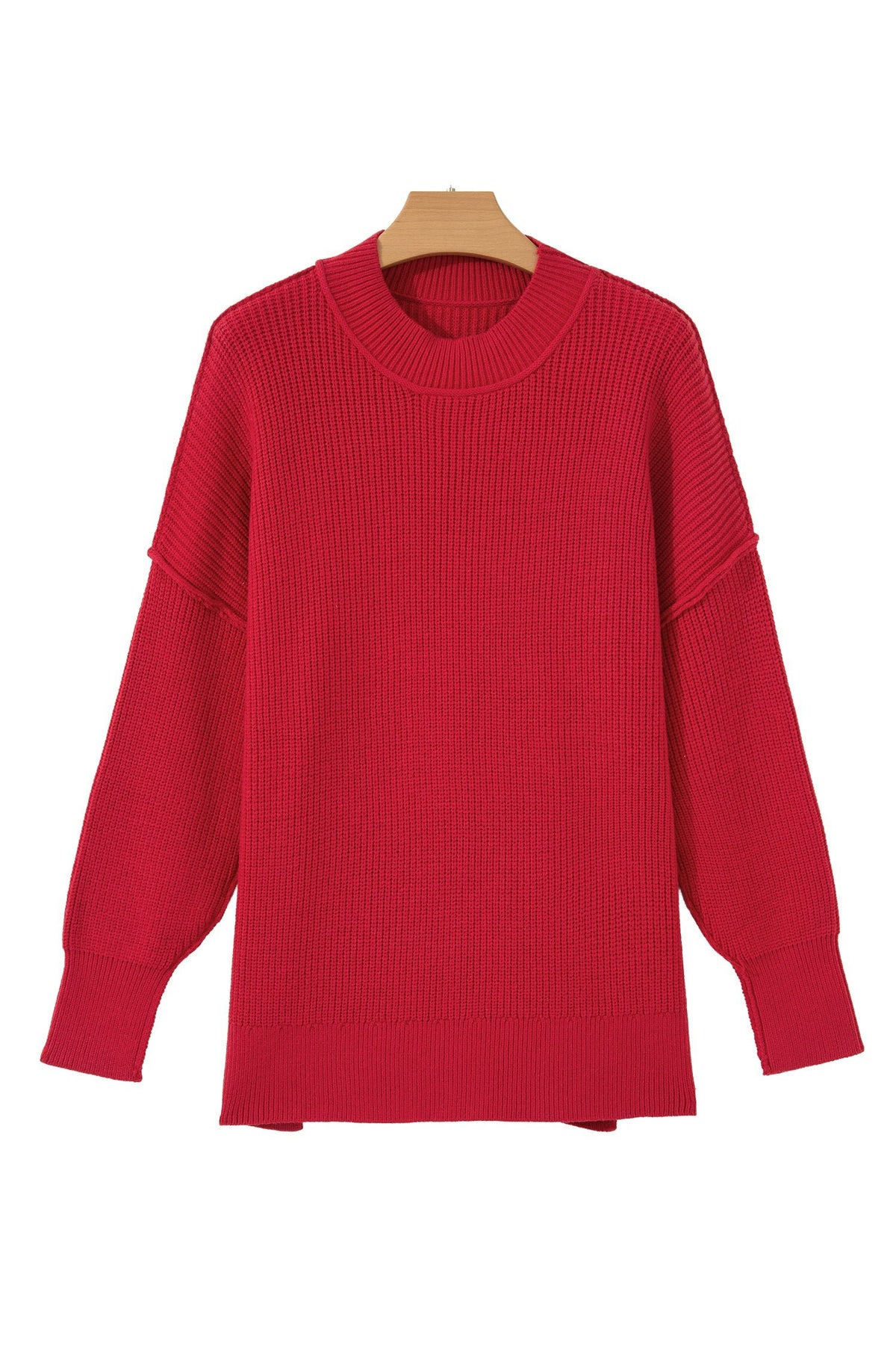 Red Dahlia Long Sleeve Ribbed Knit Stand Neck Regular Fit Sweater - Blu Pepper Boutique