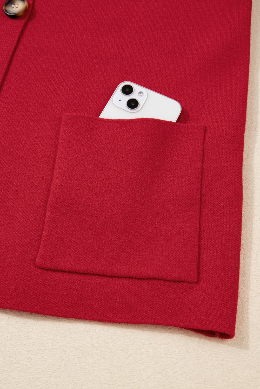 Fiery Red Collared Button Front Wrapped Cardigan Jacket - Blu Pepper Boutique