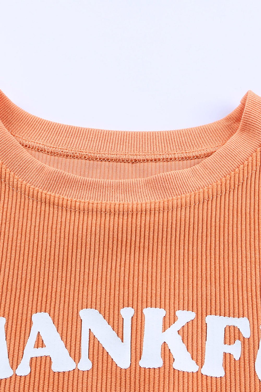 Orange THANKFUL Letter Graphic Corded Sweatshirt - Blu Pepper Boutique