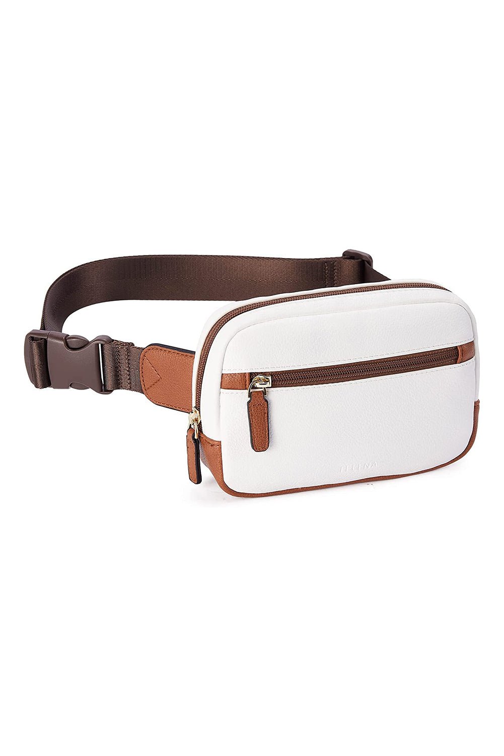 White Color Contrast Patched PU Leather Wide Strap Crossbody Bags - Blu Pepper Boutique