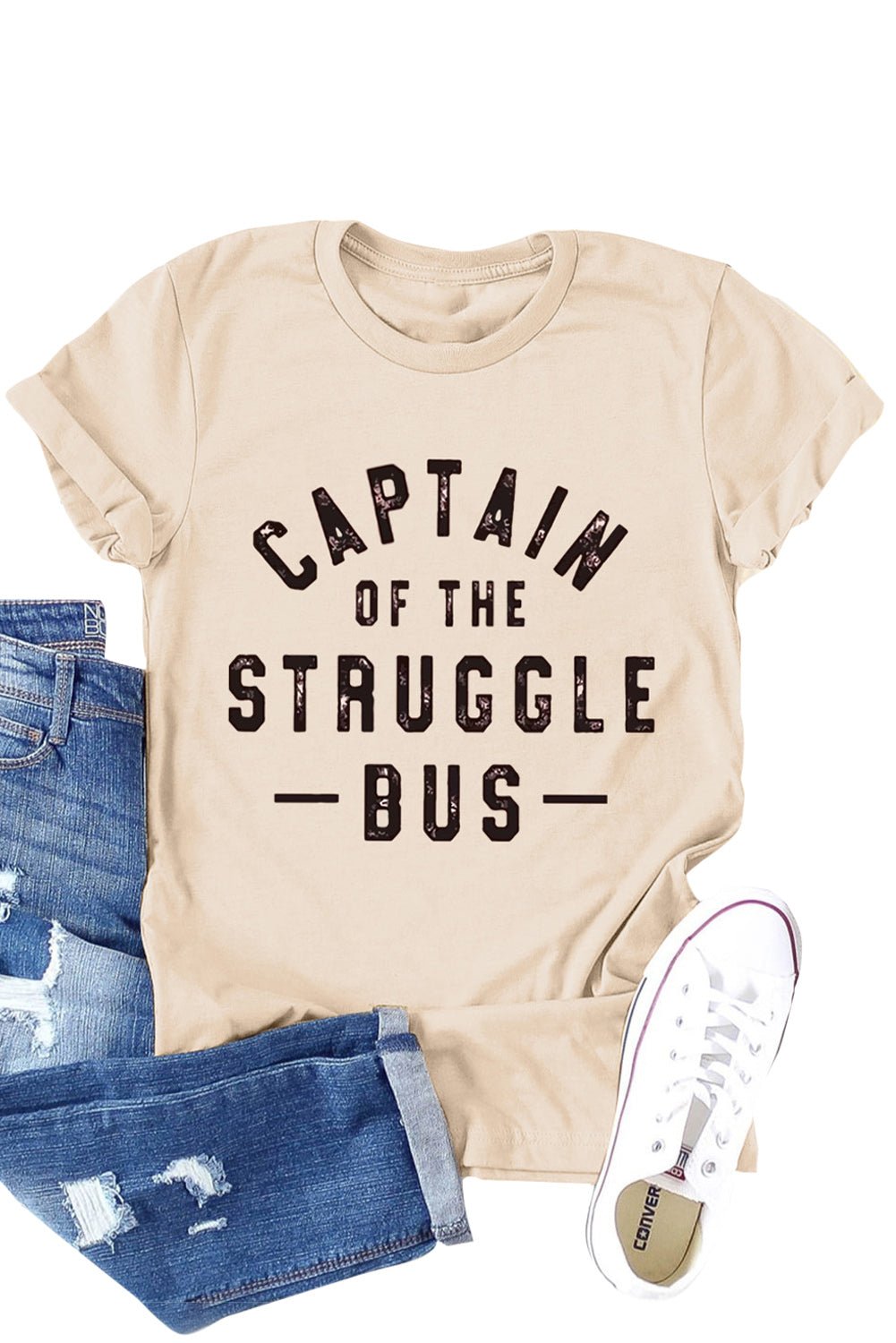 Khaki Captain of The Struggle Bus Graphic T-shirt - Blu Pepper Boutique