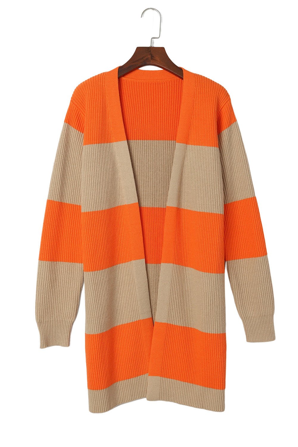 Orange Colorblock Ribbed Knit Cardigan - Blu Pepper Boutique