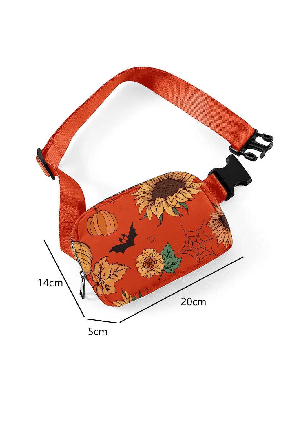 Orange Pumpkin Sunflower Halloween Graphic Crossbody Bag - Blu Pepper Boutique