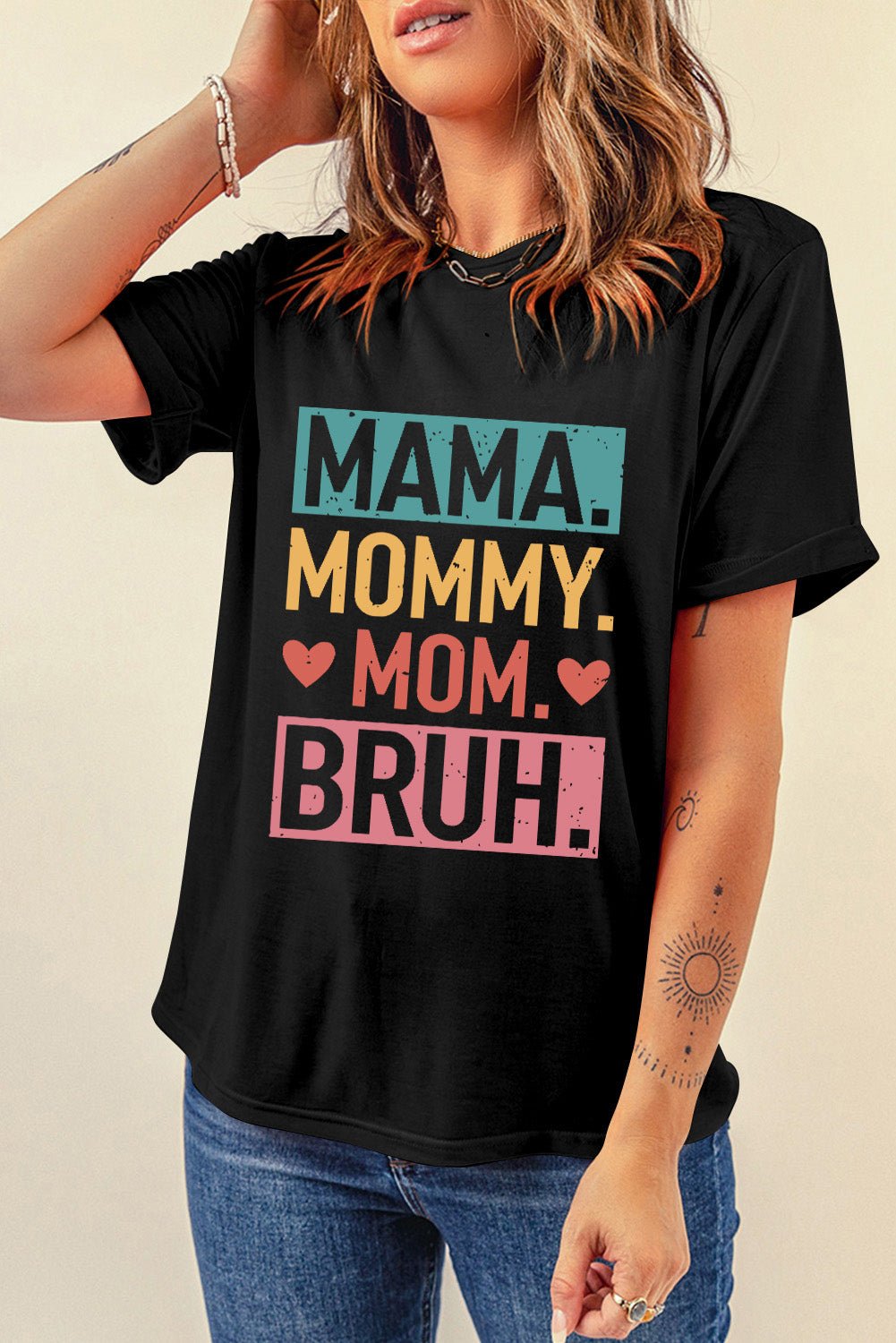 Black MAMA MOMMY MOM BRUH Graphic Tee - Blu Pepper Boutique