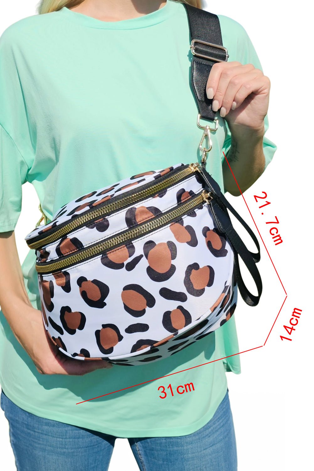 Straw Yellow Animal Spots Print Wide Strap Large Crossbody Bag - Blu Pepper Boutique