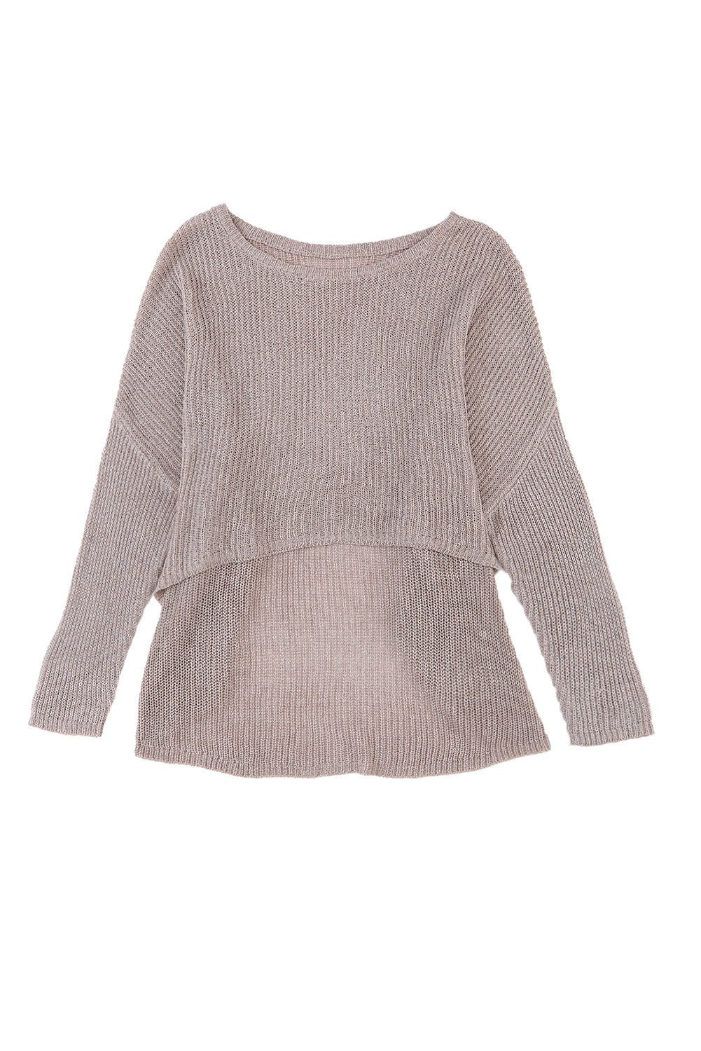 Gray Slouchy Dolman Sleeve High Low Sweater - Blu Pepper Boutique