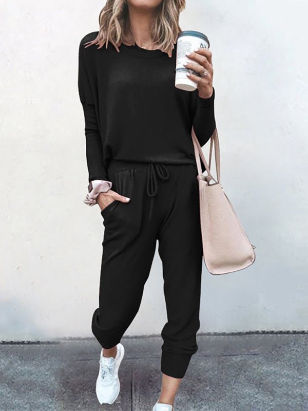 Women's Knit Long Sleeve Pants Set - Blu Pepper Boutique