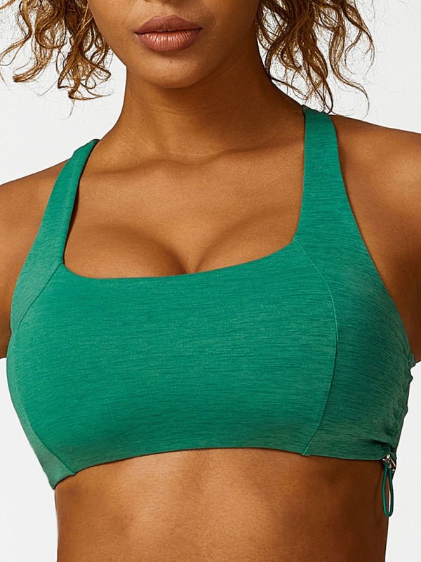 New drawstring yoga wear breathable solid color yoga bra - Blu Pepper Boutique