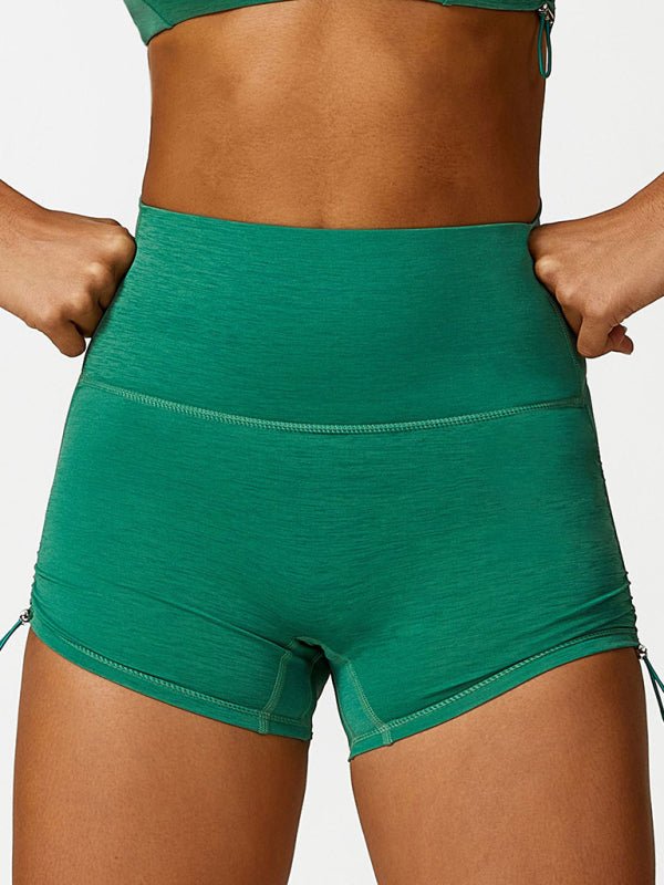 New drawstring yoga wear breathable solid color running tight shorts - Blu Pepper Boutique