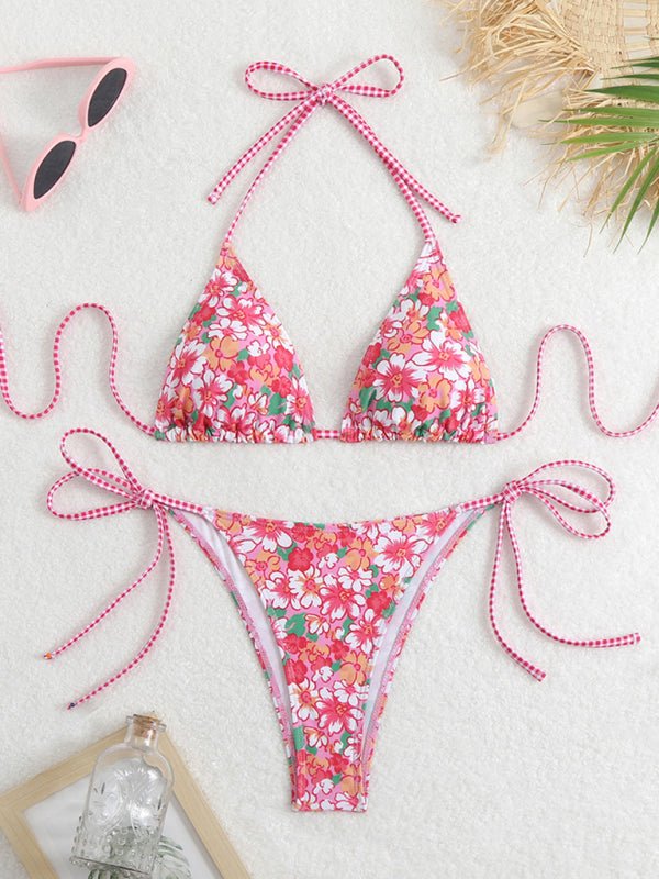 New style printed split bikini triangle lace sexy bikini - Blu Pepper Boutique
