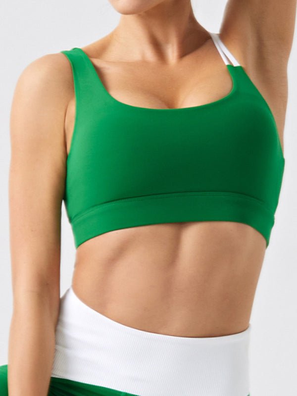 Eco-friendly recycled fabric contrast color yoga vest with chest pad - Blu Pepper Boutique