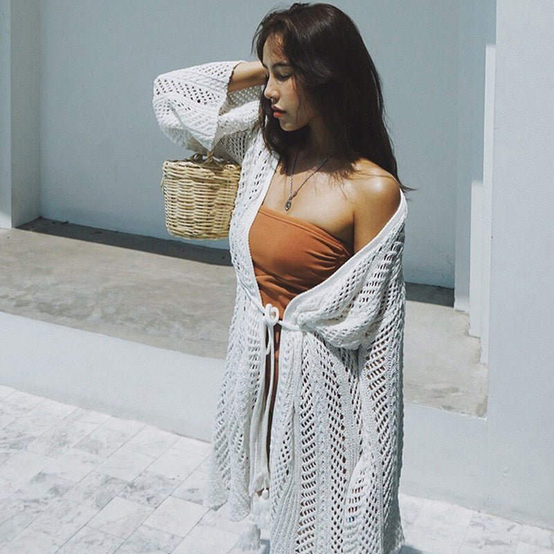 Cutout Sexy Loose Sun Shirt Bikini Beach Cover Up - Blu Pepper Boutique