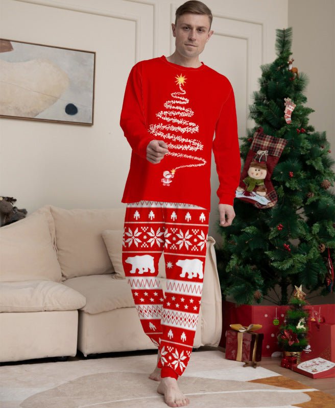 Kid’s Long Sleeves Holiday Christmas Tree Polar Isle Holiday Fitted Two Piece Pajamas - Blu Pepper Boutique