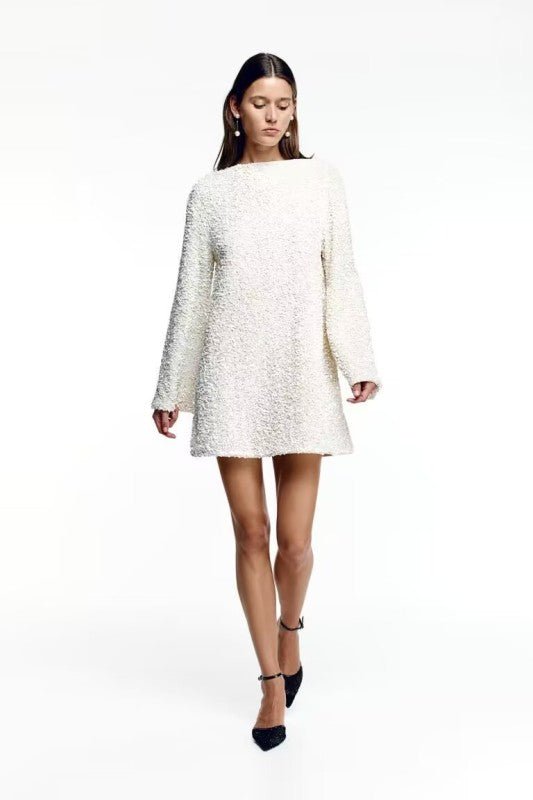 Round neck long sleeve loose sexy sequin dress - Blu Pepper Boutique