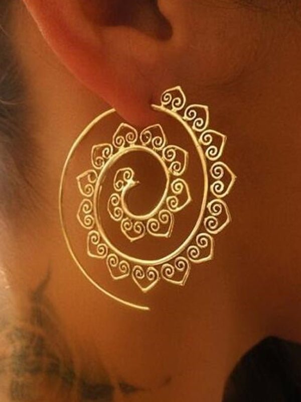 New Oval Spiral Earrings Exaggerated Swirl Gear Heart Shape Vintage Ear Jewelry - Blu Pepper Boutique