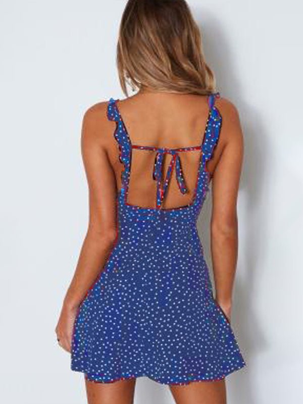 Women'S Casual Polka Dot Print Lace Dress - Blu Pepper Boutique