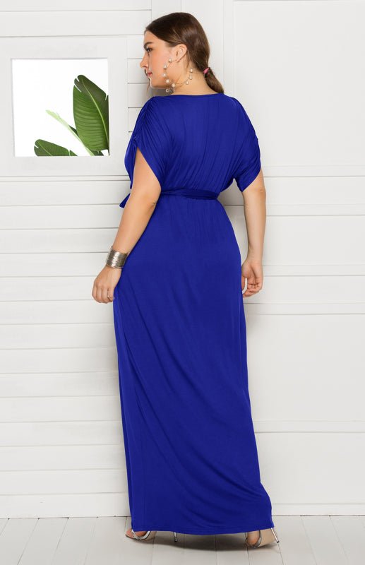 Women's Plus Size Deep V Solid Dress - Blu Pepper Boutique