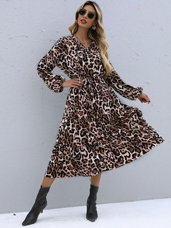 Women's long -sleeved casual fashion versatile dress - Blu Pepper Boutique