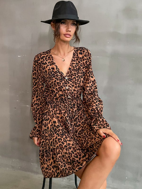 Women's long -sleeved casual fashion versatile dress - Blu Pepper Boutique