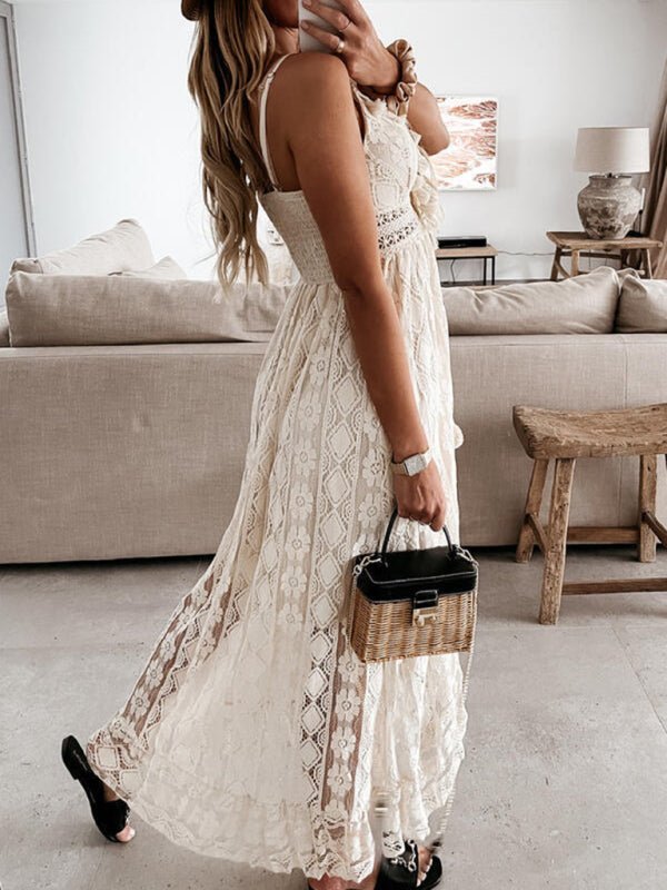 Women's solid elegant Lace Slip Dress - Blu Pepper Boutique