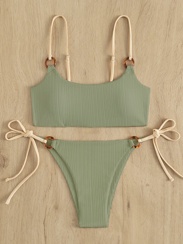 Women's solid color hoop sexy bikini sets - Blu Pepper Boutique
