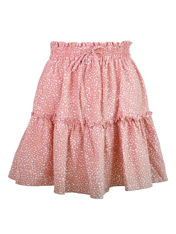 Women's Solid Color Tiered Ruffle Waist Tie Mini Skirt - Blu Pepper Boutique