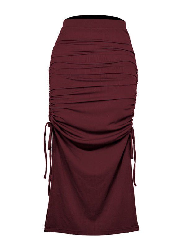 Women's knitted slit slim fit hip skirt - Blu Pepper Boutique