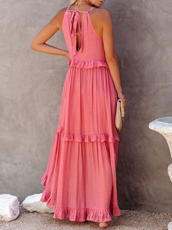 Women's Solid Color A-Line Sleeveless Long Dress - Blu Pepper Boutique