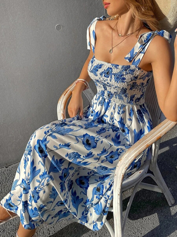 Sexy Slim Dress Sleeveless Sling Print Temperament Women's Long Dress