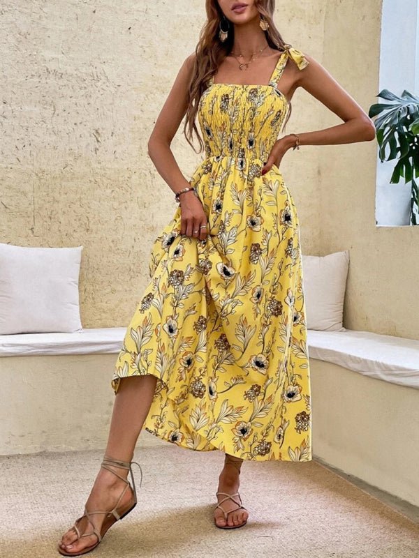 Sexy Slim Dress Sleeveless Sling Print Temperament Women's Long Dress - Blu Pepper Boutique