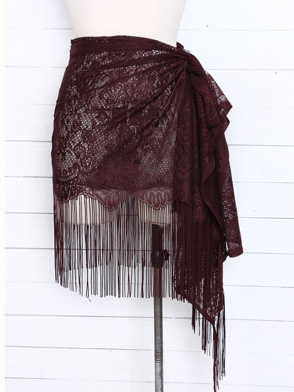 Women's hollow beach lace fringed blouse skirt - Blu Pepper Boutique