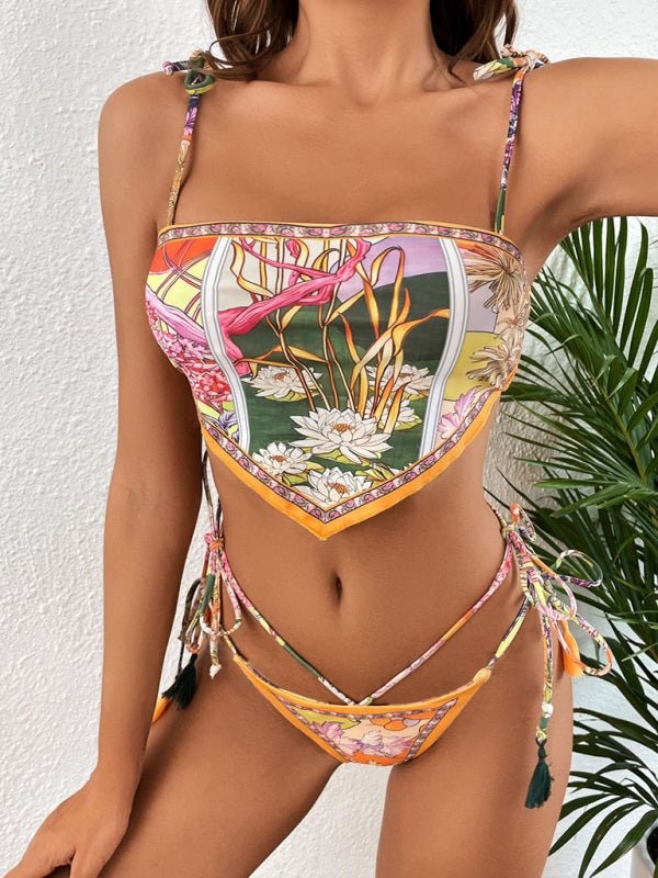 Women's Floral Print Bikini Two-Piece Set - Blu Pepper Boutique