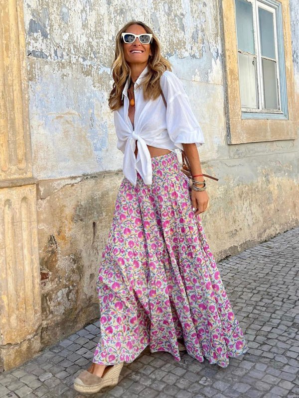 Women's Resort Style Casual Printed Skirt - Blu Pepper Boutique