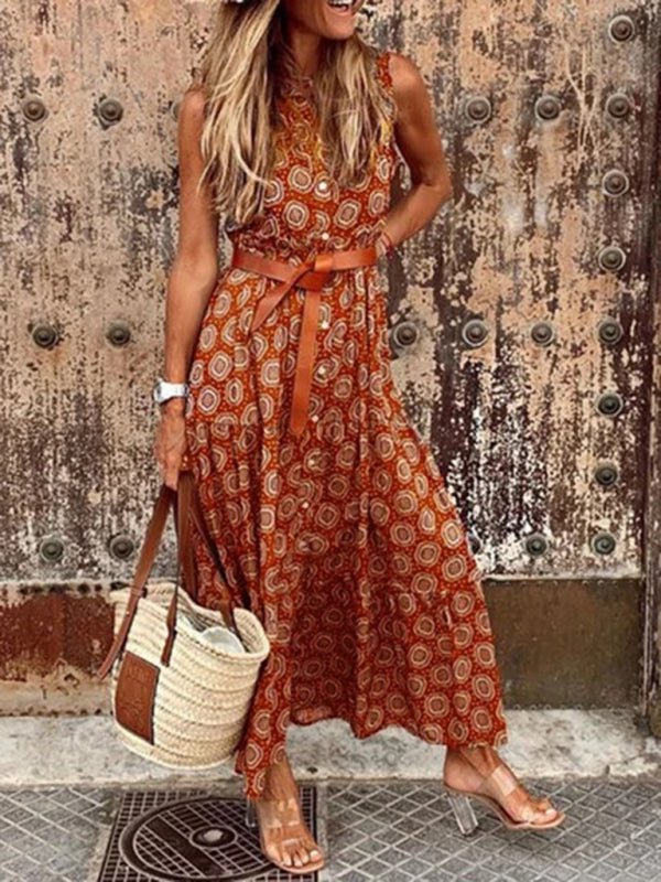 Women's Printed Sleeveless Shirtdress - Blu Pepper Boutique